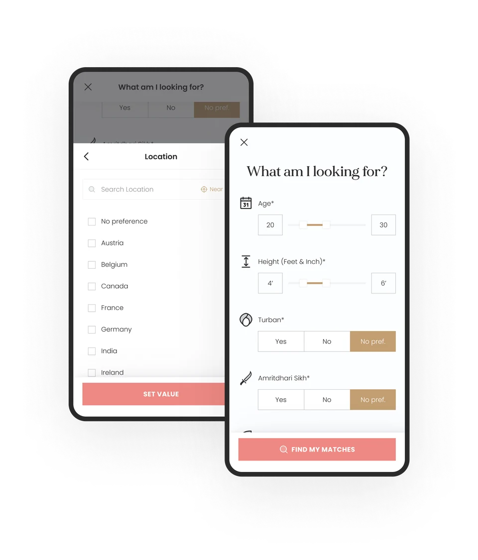 Search and filter screens in the YourLavaan app